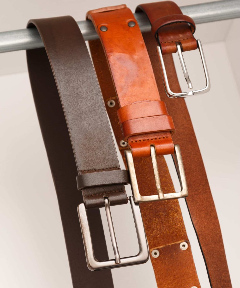 Leather belts in the closet